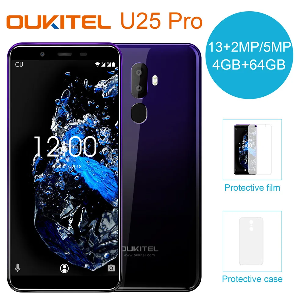 

OUKITEL U25 Pro 5.5" FHD 4G SmartPhone MT6750T Octa Core 4GB RAM 64GB Android 8.1 13MP Dual Camera GPS Fingerprint Mobile Phone