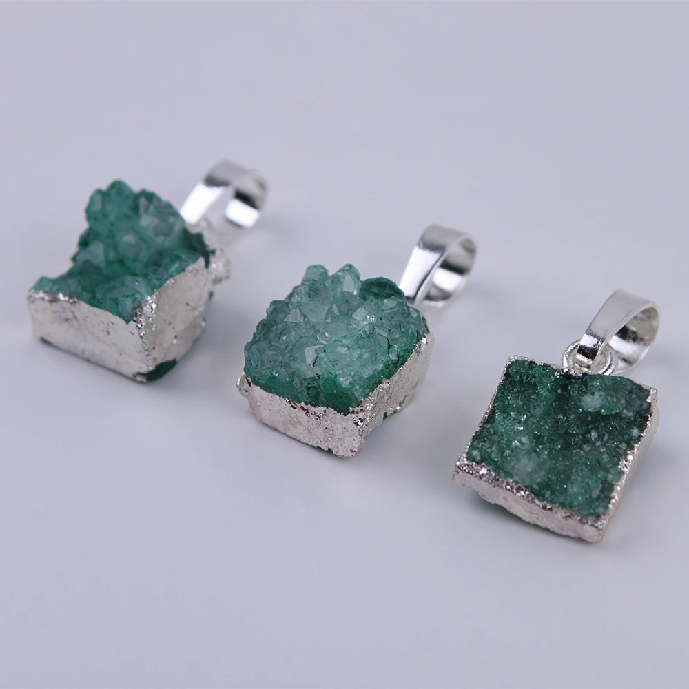 Подвеска Друза из натурального хрусталя серебряного цвета 1 шт. подвески с