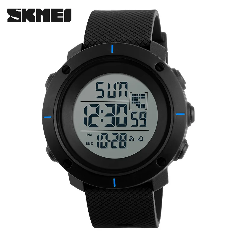 SKMEI 1213 Для мужчин цифровой наручные часы Мода Спортивные часы большой циферблат 2 раз Zone man часы Хронограф Авто Дата сигнализации Открытый часы - Цвет: blue