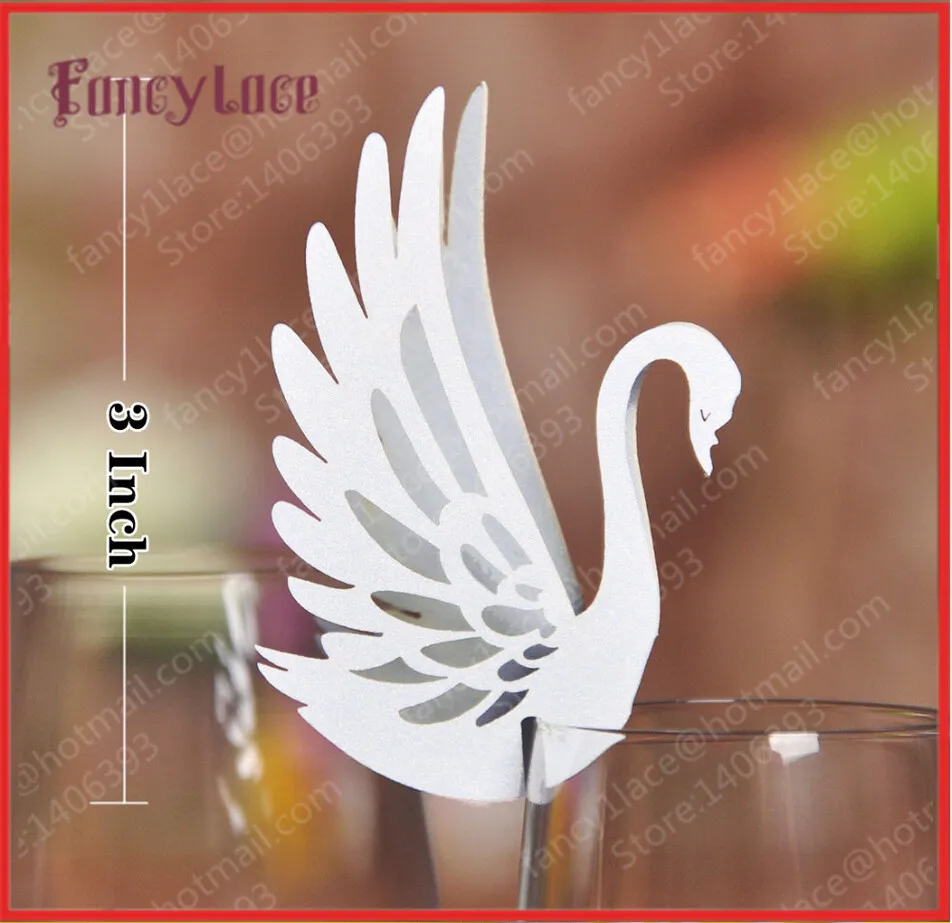 

New 60Pcs/lot White Swan Place Escort Wine Glass Paper Card for Wedding Party Festival Decoration Wedding Favors Free Shipping