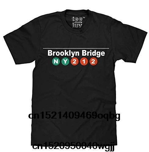 100% хлопок Для мужчин футболка Бруклинский мост NYC с короткими рукавами | Мужская