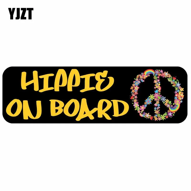 

YJZT 12.8CM*4CM The Beautiful HIPPIE ON BOARD Warning Mark Car Sticker Reflective Motorcycle Parts C1-7408