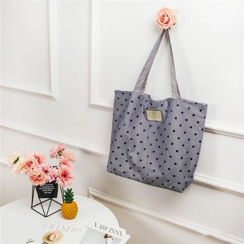 Модная женская тканевая сумка-тоут в горошек Новая Большая вместительная сумка