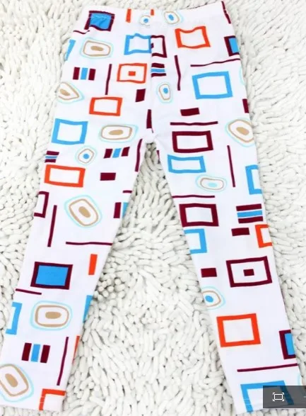 White geometry pants Детские леггинсы принт микрофибра леггинсы для девочек летние обтягивающие брюки с цветочным принтом Одежда для детей kd2 kd3 kd4 - Цвет: White geometry pants
