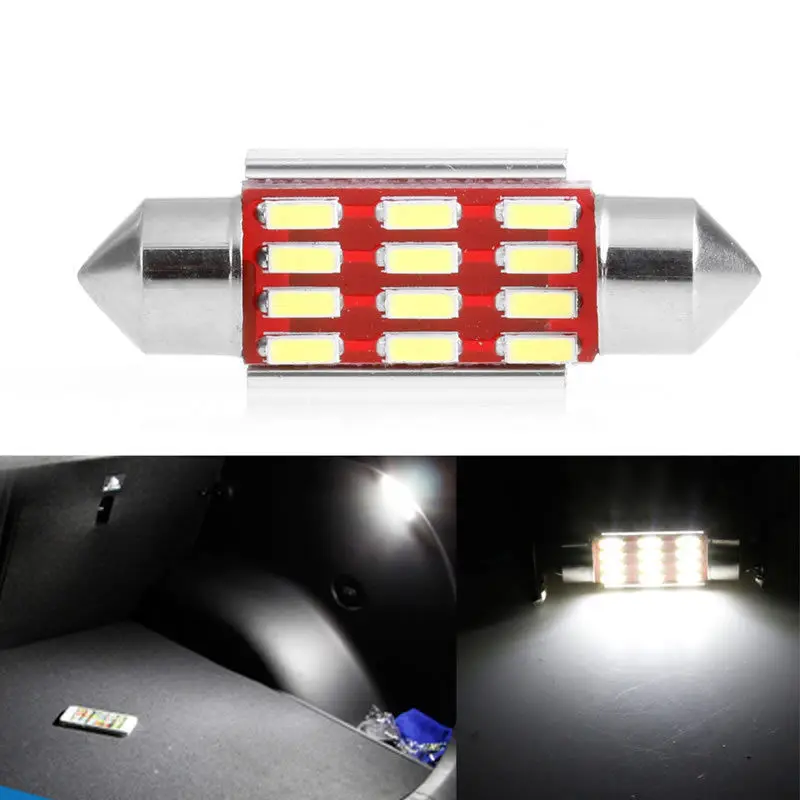 10Pcs Festoon LED Bulbs 4014 12SMD 36MM License Plate Light Canbus Error Free 3W 12V 260LM Reading White Car Interior Lamp | Автомобили и