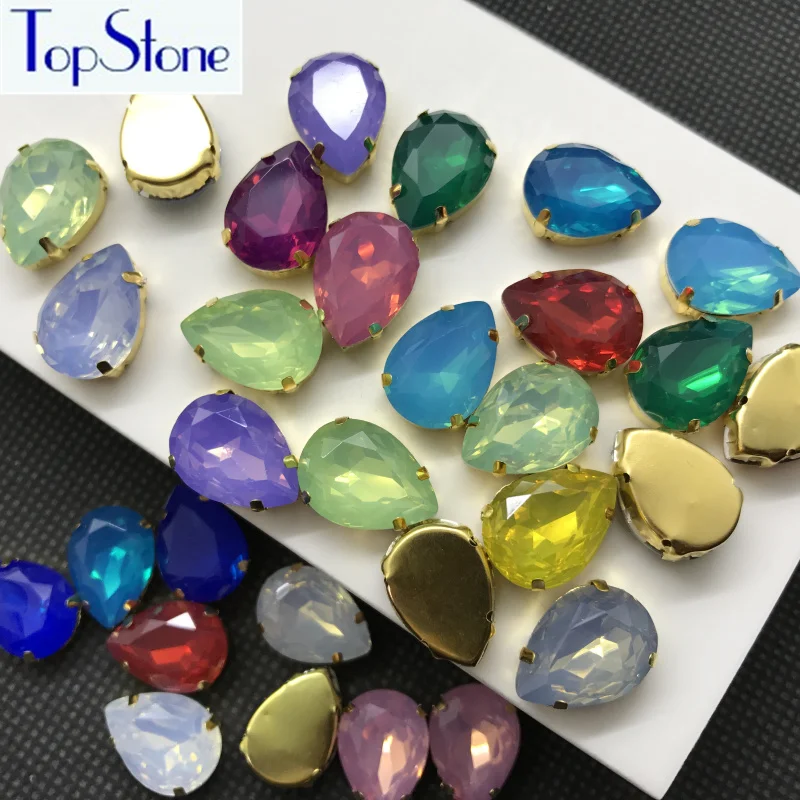 Topstone все опаловые цвета 50 шт. 10х14мм 13х18 мм КАПЛЕВИДНАЯ капля с золотыми когтями