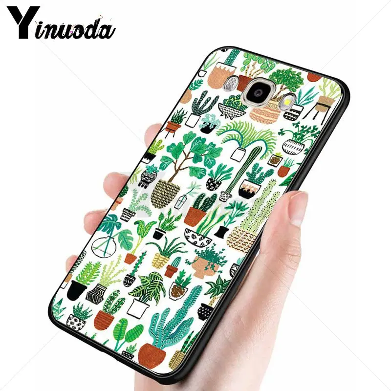 Yinuoda Зеленый Кактус завод черный мягкий чехол для телефона Samsung Galaxy j6plus j7 prime j8 j2