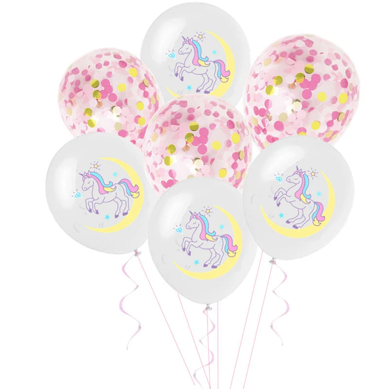 10 шт. латексные шары с единорогом на день рождения розовые золотыми конфетти