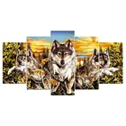 5 панельных холщовых настенных картин с изображением волка и воина, настенные картины для гостиной постеры для украшения дома