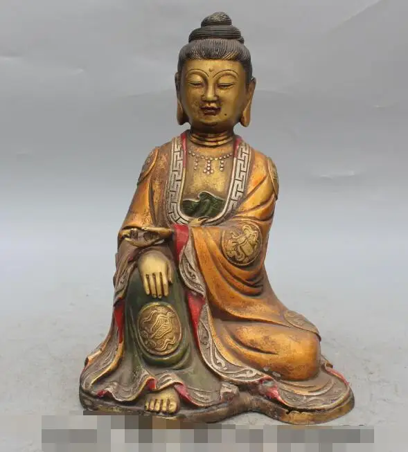 S5130 10 &quotкитайская Бронзовая позолоченная картина Kwan yin Guan Yin богиня 8 символ