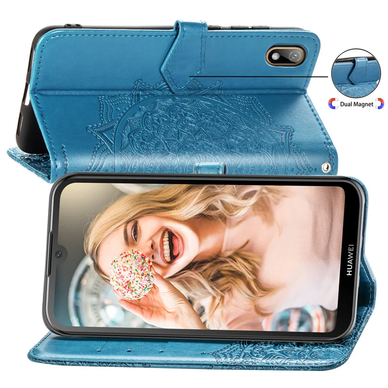 3D чехол-кошелек с цветочным рисунком для Huawei Y9 Y5 Y6 Y7 Prime 2018 Pro 2019 Honor 8S 8A 7A 7S 7C Enjoy 8E 9