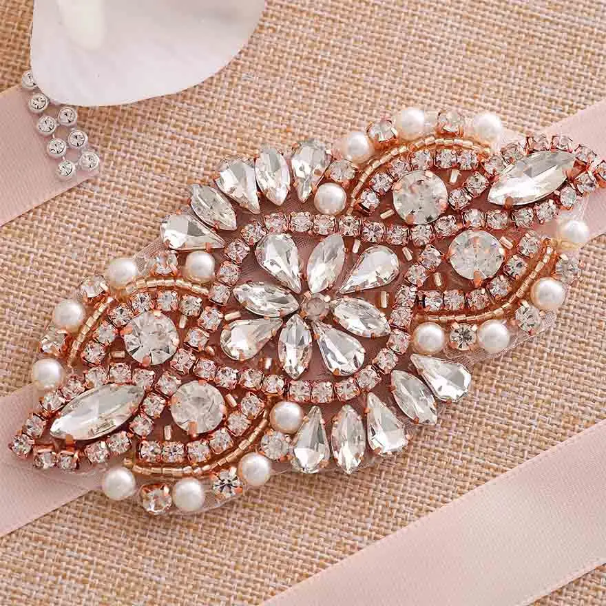 Пояс MOLANS из розового золота с инкрустированными жемчужинами свадебное украшение