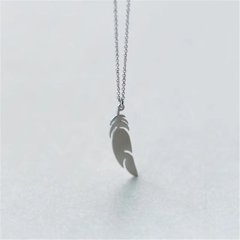 Женское светильник жерелье из серебра 100% пробы с подвеской в виде пера|Подвески| |