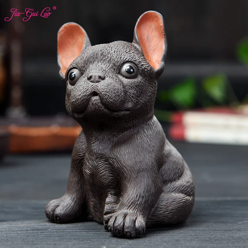 

JIA-GUI LUO Tea pet purple Clay sand dog sculpture cute zodiac dog tea tray decorative tea accessories Tea House Family Use N009