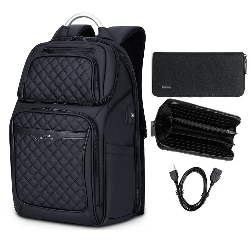 Set 2 Мужская сумка для зарядки через USB, 17 дюймов, бизнес рюкзак для ноутбука, водонепроницаемый, Противоугонный, большая емкость, Mochila, рюкзак для отдыха и путешествий, сумка - Цвет: Set 2