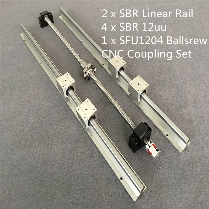 2xsbr + 4xSBR12UU линейный рельсовый шариковый винт SFU RM1204 300 400 500 550 600 800 1000 1500 мм BK/BF10