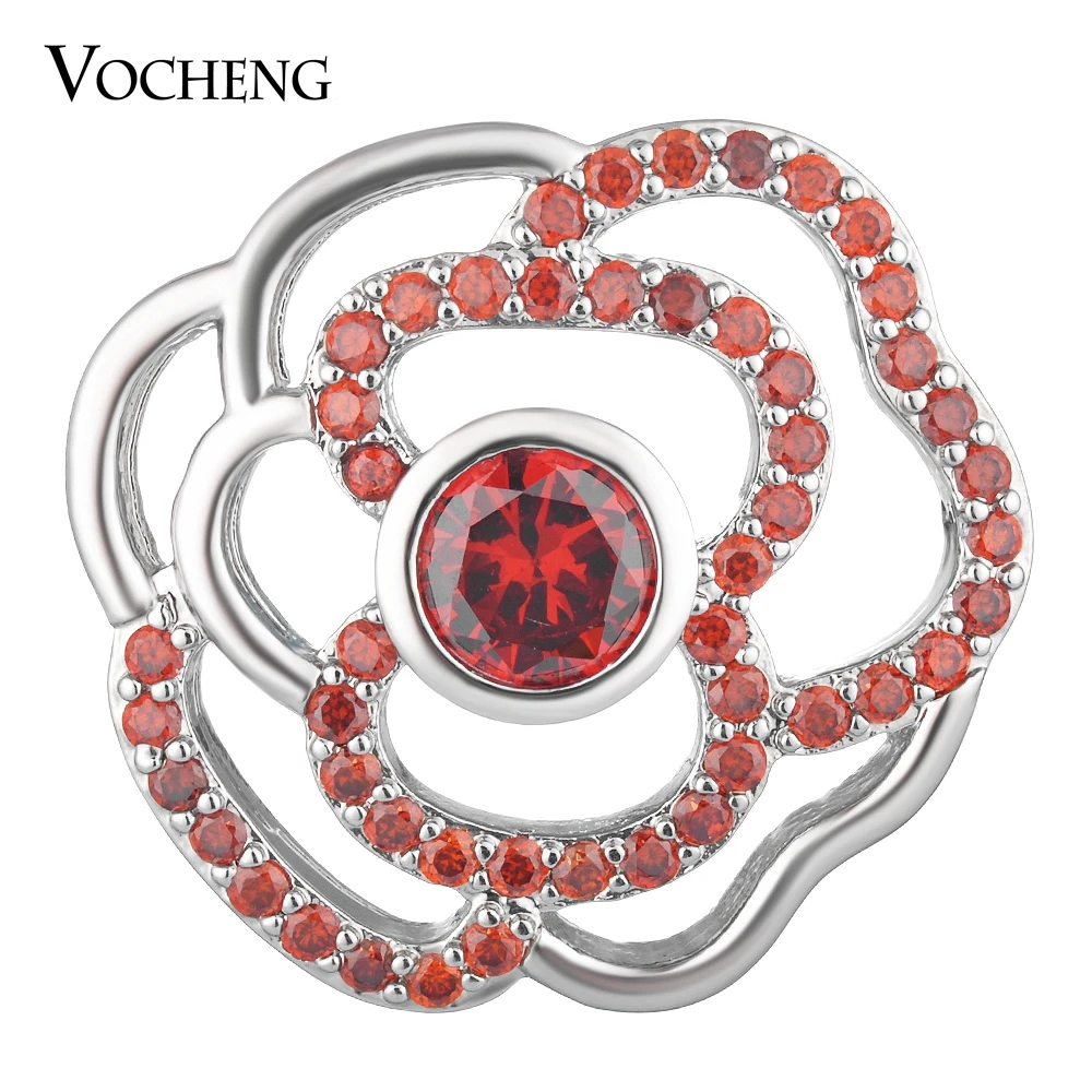 CZ Stone Luxury Vocheng Ginger взаимозаменяемая Кнопка Rose Flower 4 цвета 18 мм латунный материал