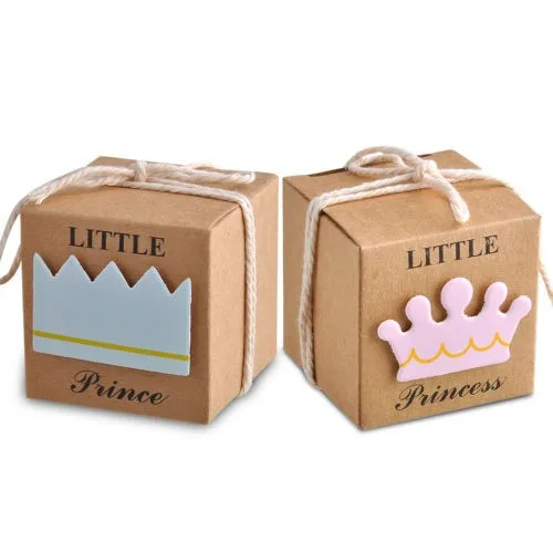 

100Pcs Princess and Prince Kraft Favor Box As Birthday Baby Shower Party Candy Boxes Bag New Boy and Girls Favor Gifts Packing