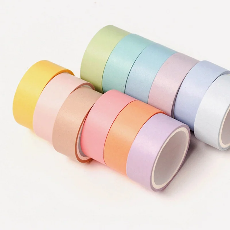 

12PCS DIY Planner Masking Decorative Paper Tape Multiple Colour Tape Set Stationery Generous Scrapbooking Supplies Stickers