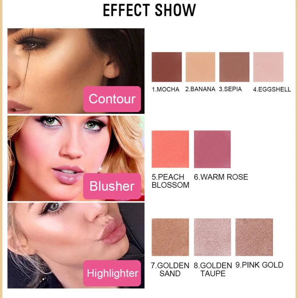 Модный 1 шт. 9 видов цветов Гладкий Румяна Макияж контур лица тональный крем