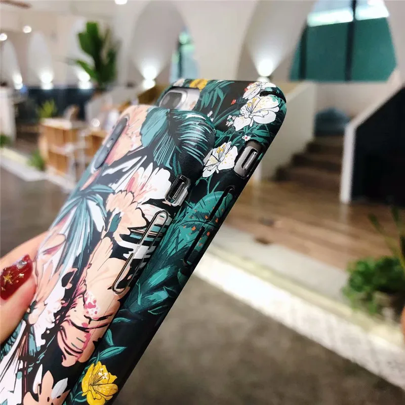 for iPhone XS Case on Max X XR 6s 7 8 Plus Cover Fundas Luxury Retro Oil Painting Flower Hard Phone Cases Coque |