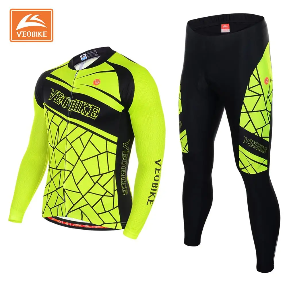 VEOBIKE Fluorescence Style Cycling Jersey Long Sleeve Shirts Ciclismo Maillot MTB Bike Bicycle Jacket Quick Dry Clothing | Спорт и