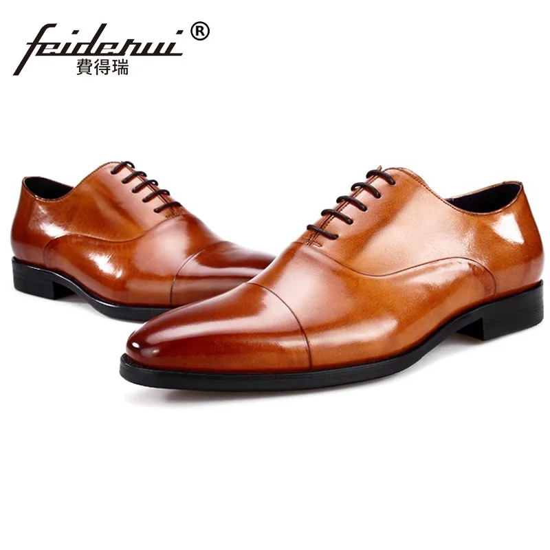 Туфли-оксфорды мужские из натуральной кожи с острым носком на плоской подошве |