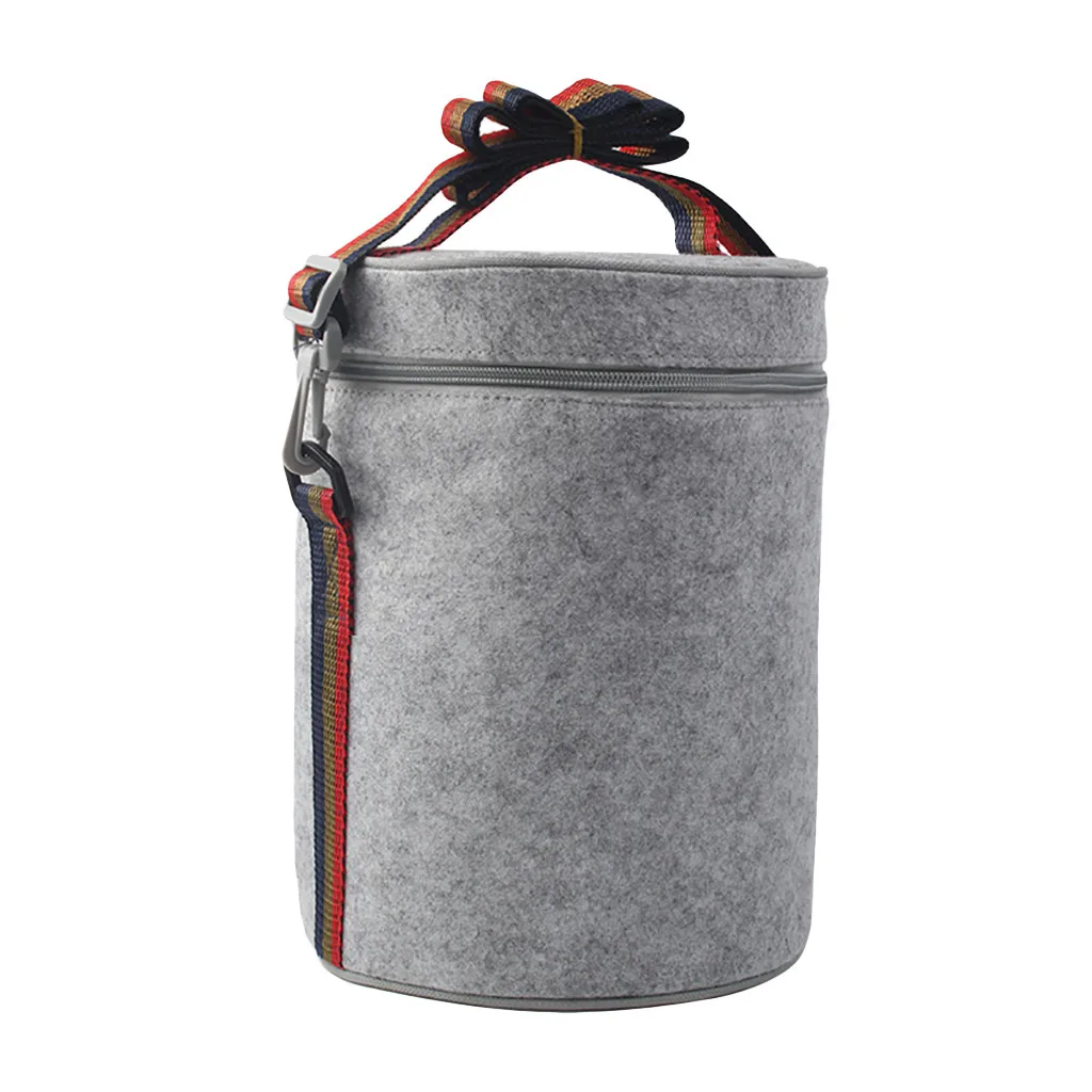 Изолированная сумка для ланча из войлока термо держатель путешествий круглая