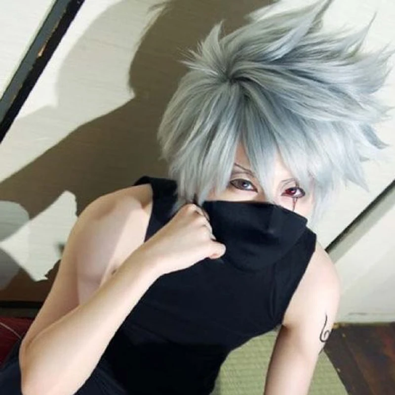 

Anime Kakashi Hatake Short Fluffy Layered Synthetic Hair Cosplay Wig + Wig Cap