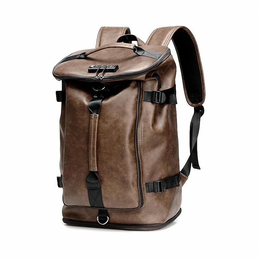 Большой мужской кожаный рюкзак с USB разъемом для путешествий сумка на плечо