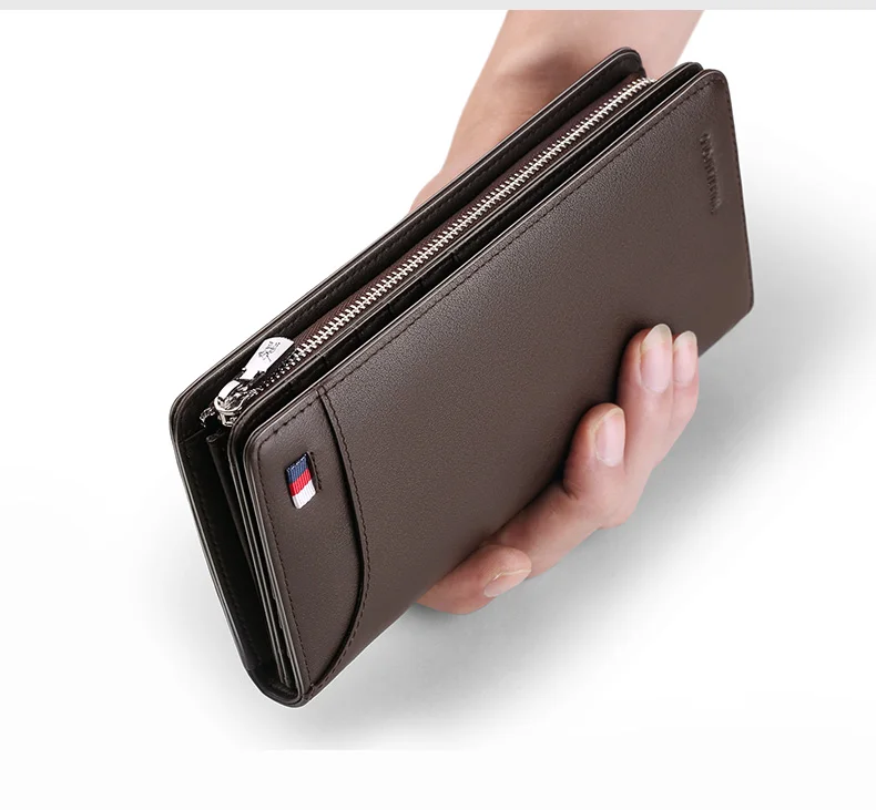 WILLIAMPOLO Genuine Leather Male Wallet Cartera Hombre With 23 Card Holder Zipper Closure Men's Wallet PL301