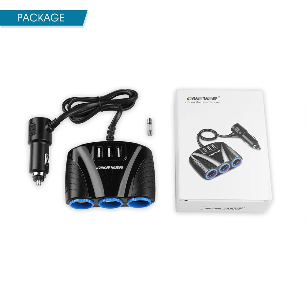 120 Вт 3-сторонние автомобильные розетки адаптер для автомобильного прикуривателя