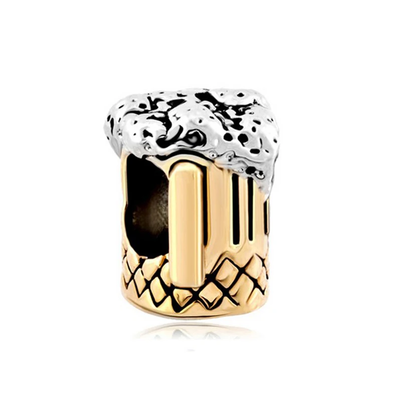 

Бесплатная доставка Золотая пивная кружка оригинальный фирменный дизайн DIY ювелирные изделия подвеска амулет Бусины Подходит для браслета...