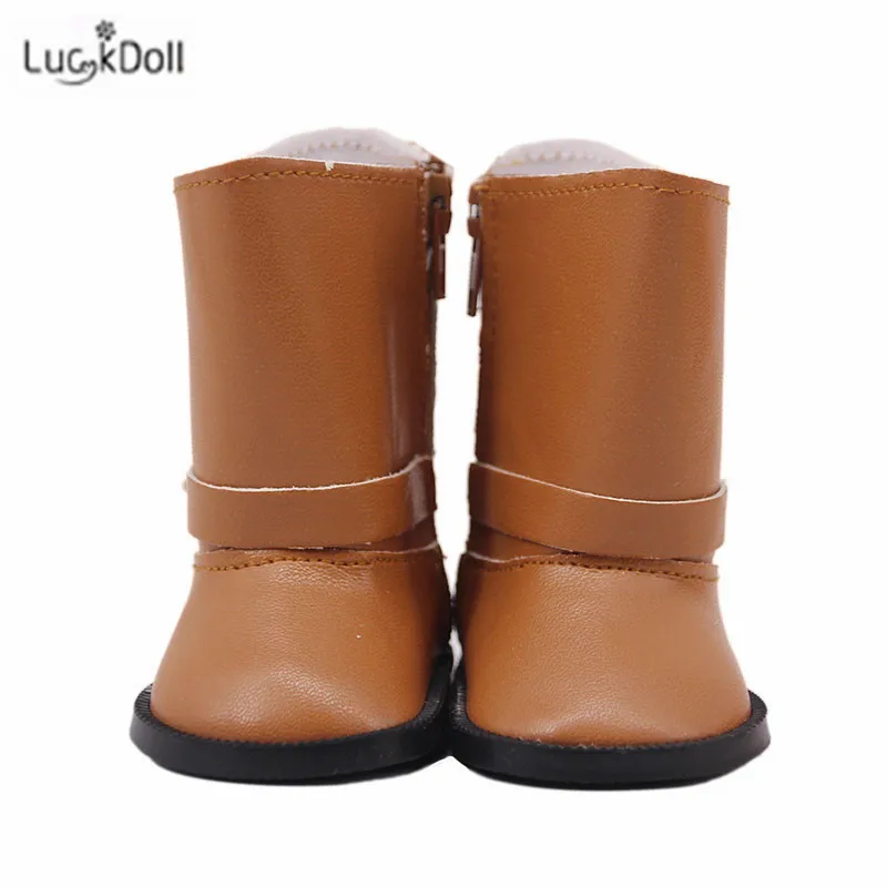 LUCKDOLL1 пара однотонные сапоги подходят 18 дюймов Американский 43 см Кукла одежда аксессуары, игрушки для девочек, поколение, подарок на день рождения - Цвет: n522