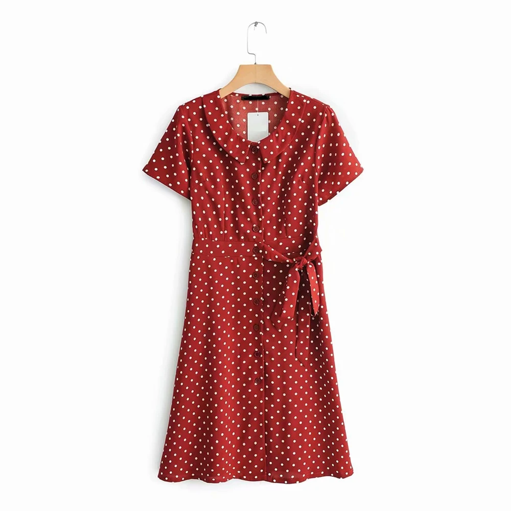 Self-portrait sukienka 2019 women's summer fresh fashion lace dress ladies polka dot lapel Vestidos | Женская одежда