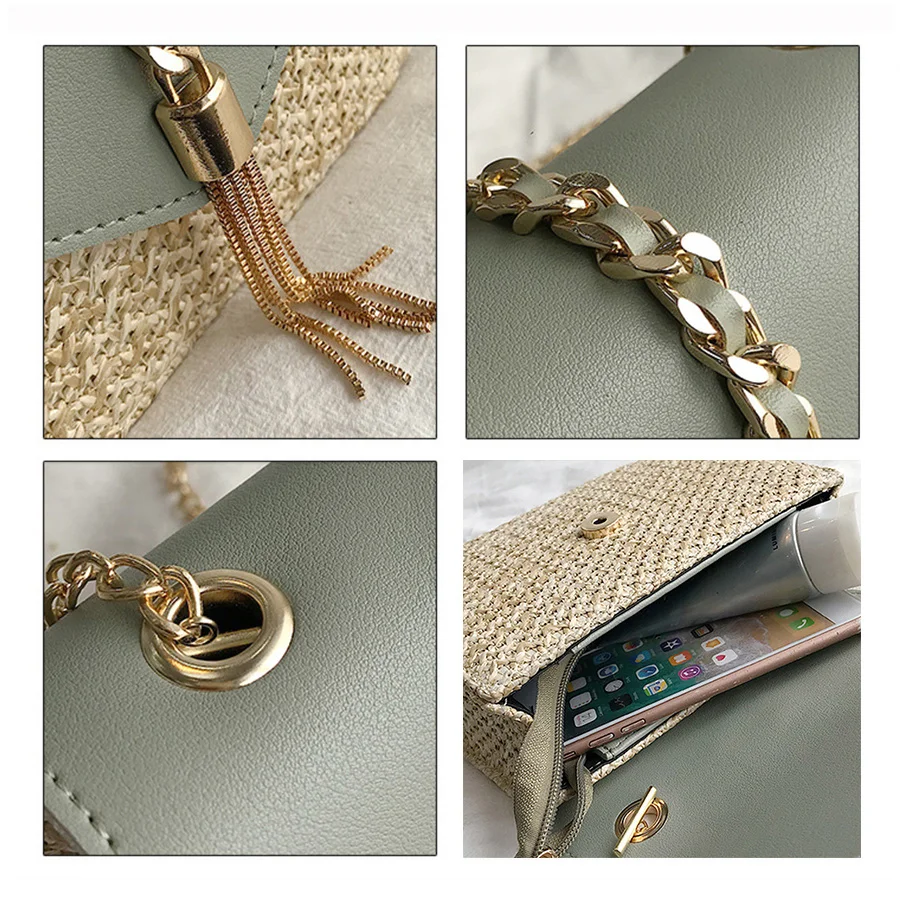 Модные соломенные плетеные цепочки с кисточками женские сумки на плечо