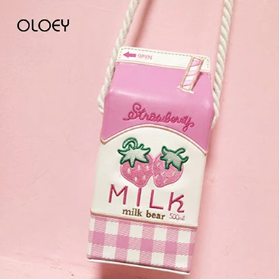 Harajuku креативные женские сумки-мессенджеры С Вышивкой Букв Kawaii Milk Box сумка на плечо в японском стиле свежий стиль сумки для девочек - Цвет: milk white