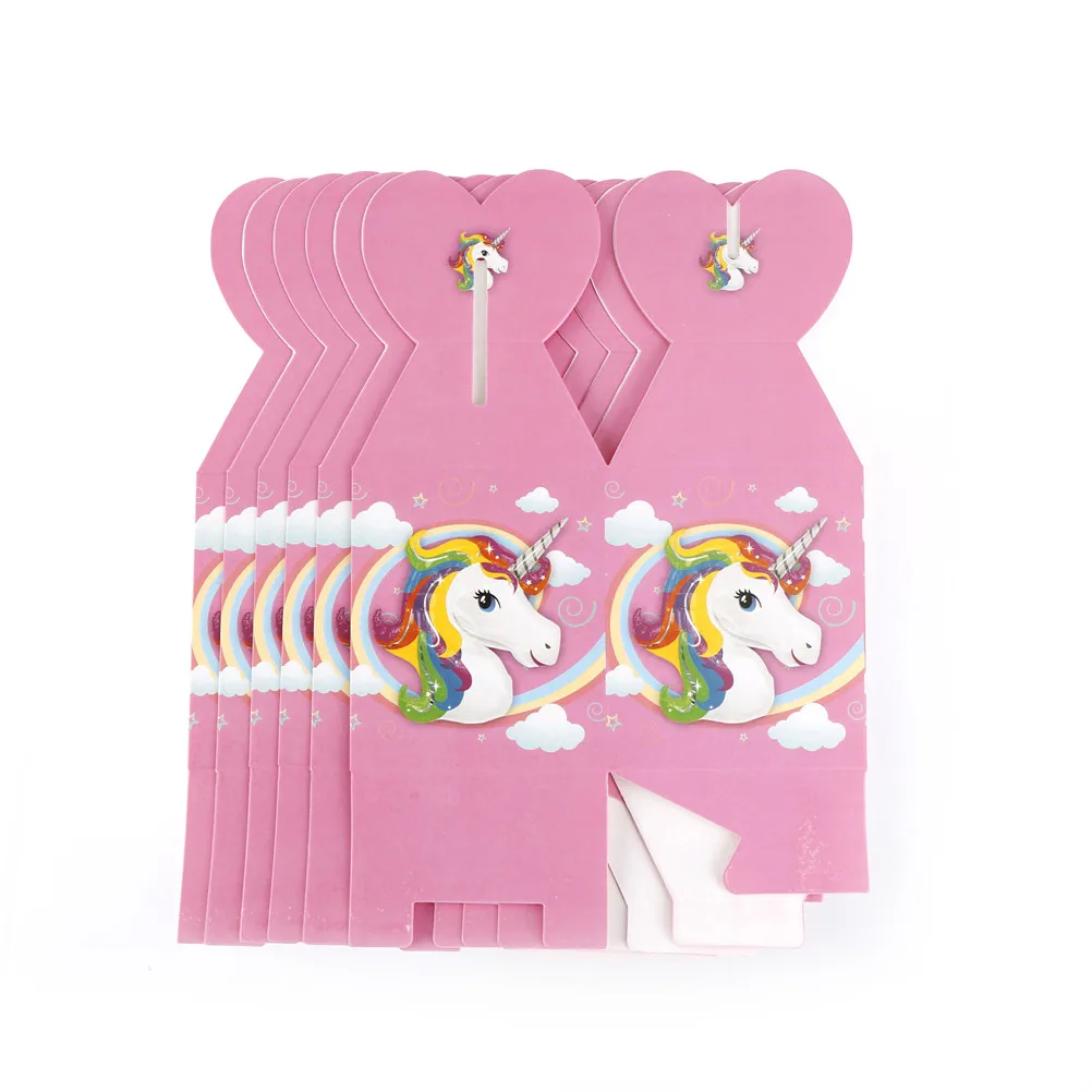 6 шт./лот тема единорога из мультфильма бумажные мешки детского дня рождения