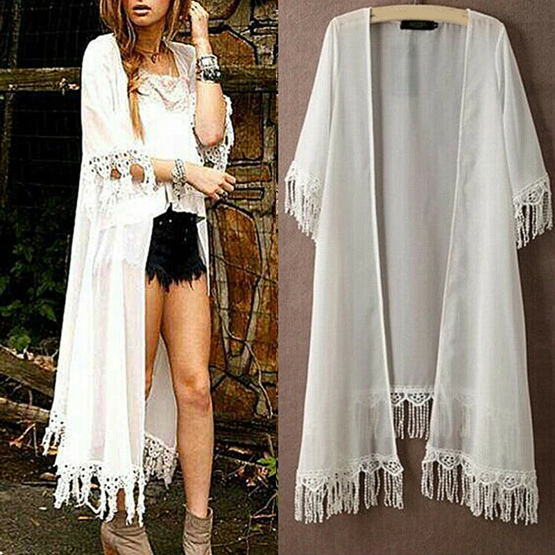 Женские топы женская блузка Пляжная летняя шифоновая свободная половина рукава