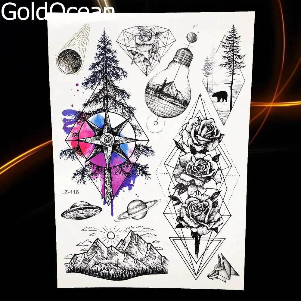 GoldOcean мужские крутые треугольные наклейки с татуировками Луны для женщин и