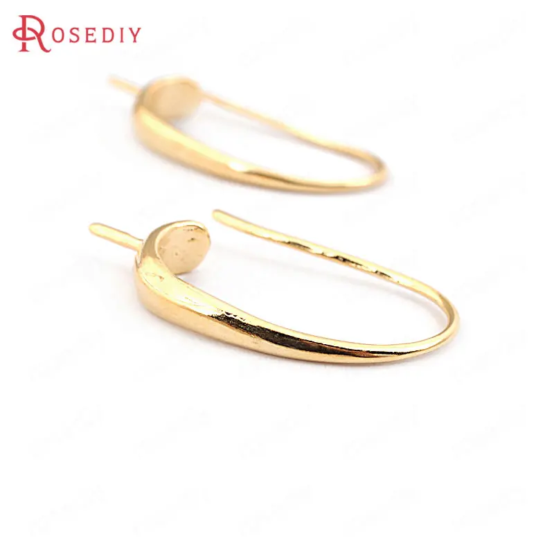 10 шт Серьга высота 25MM 24K Gold Цвет с латунным покрытием половину отверстия бусины