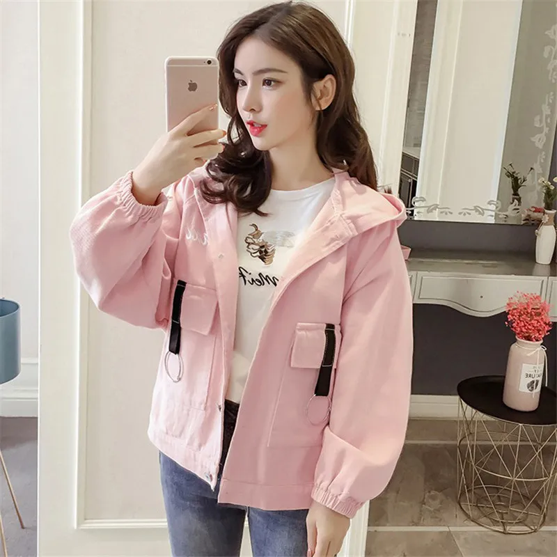 Женская джинсовая куртка с капюшоном в Корейском стиле повседневная верхняя