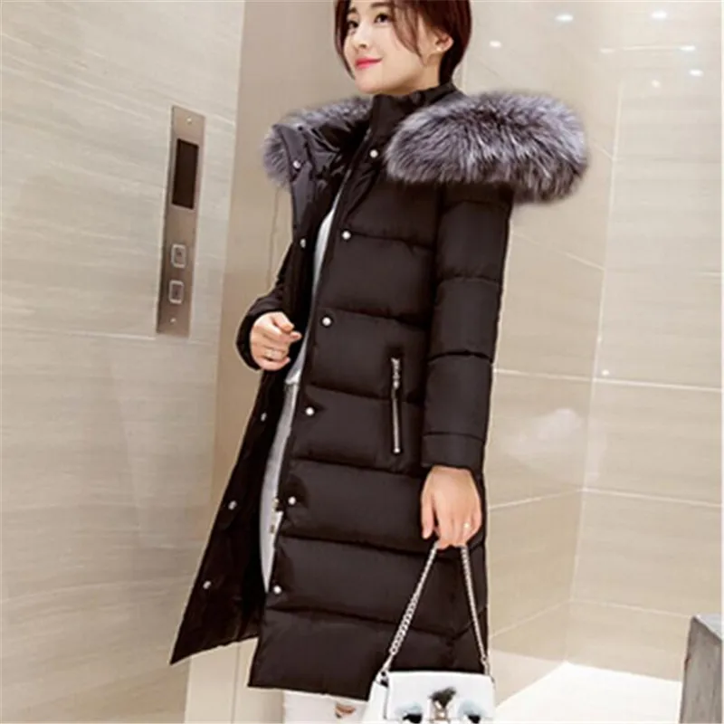 Женская зимняя куртка AILOOGE средней длины с меховым воротником и капюшоном