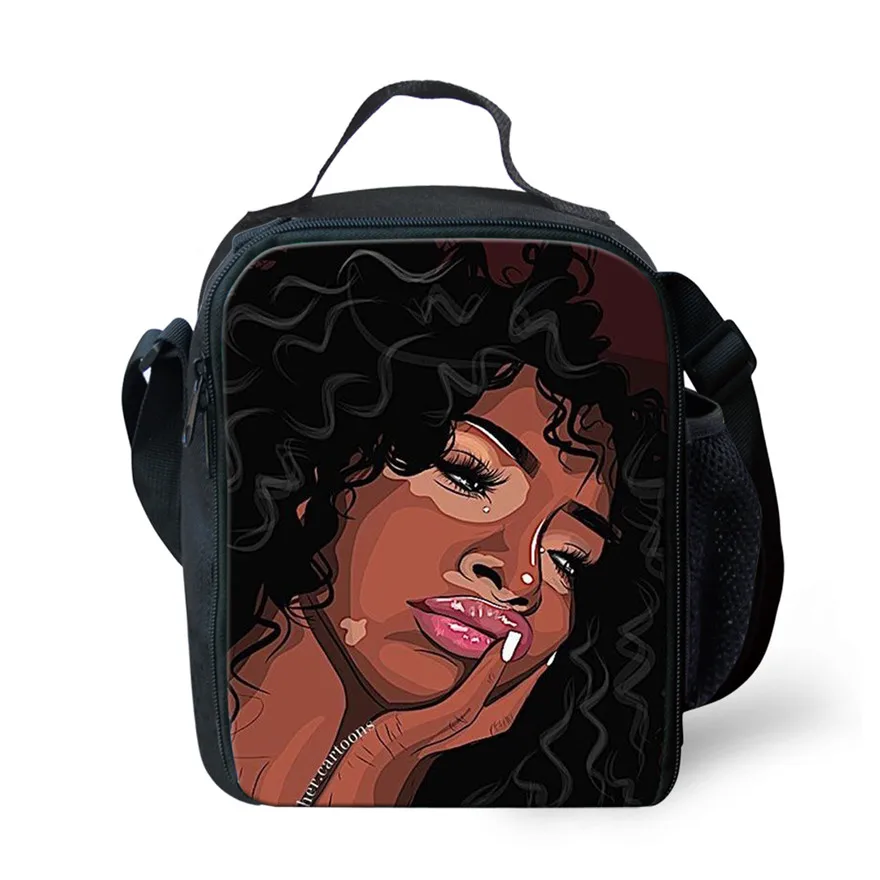 FORUDESIGNS Термосумка для обедов Lunchbag Африканский Американский черный арт коробка с отделениями для завтрака мешок дети функциональный хранения еды для пикника - Цвет: YQ3711G