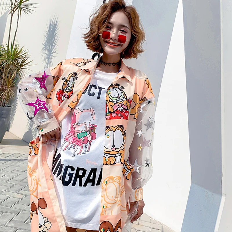 2019 Новое поступление модные марли патч конструкции длинные рубашки женские