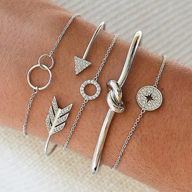 LETAPI богемный браслет со стрелкой узлом компасом манжетами драгоценными камнями