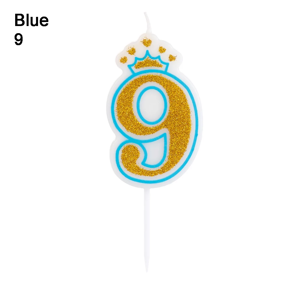 Blue-9 Новые блестящие туфли; Цвет: розовый, золотистый/синий 1 2 3 4 5 6 7 8 9 0 коронный номер лампы в форме свечи для детей мальчиков и девочек День рождения торт декоративные свечи - Цвет: Blue-9