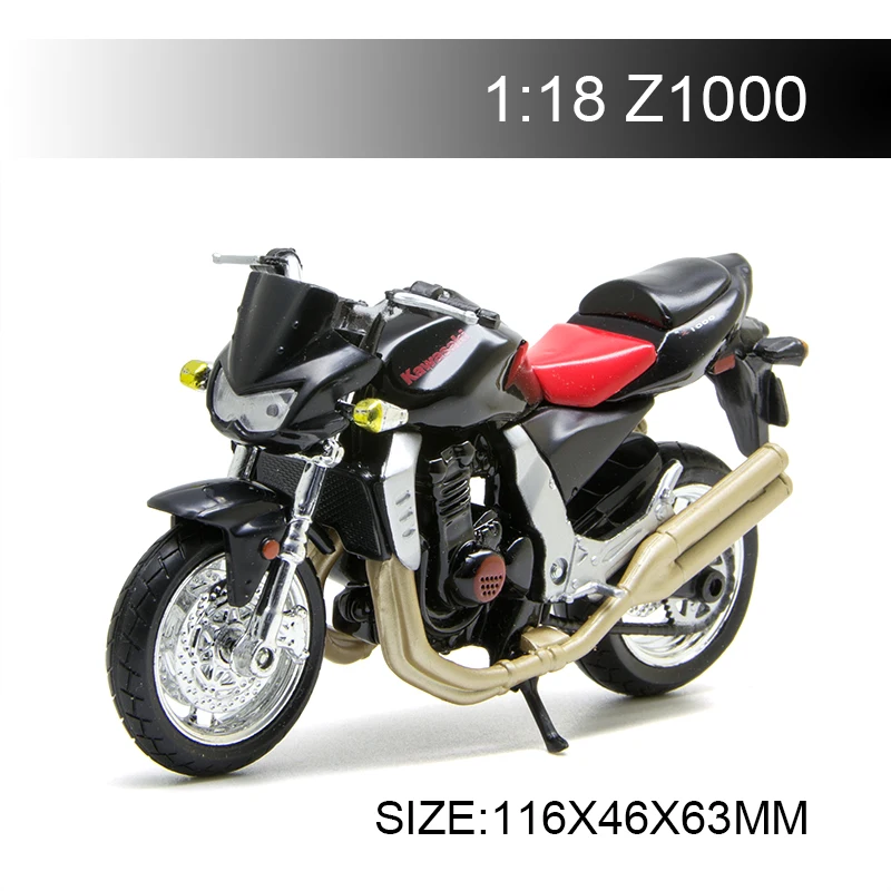 Модели мотоциклов Maisto 1:18 Kawasaki Z1000 черная литая пластиковая миниатюрная гоночная