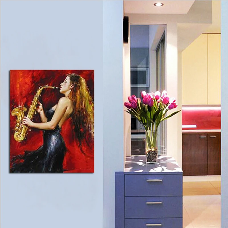 Картина на холсте ручная работа портреты картина маслом Джазовый саксофонист 24x36