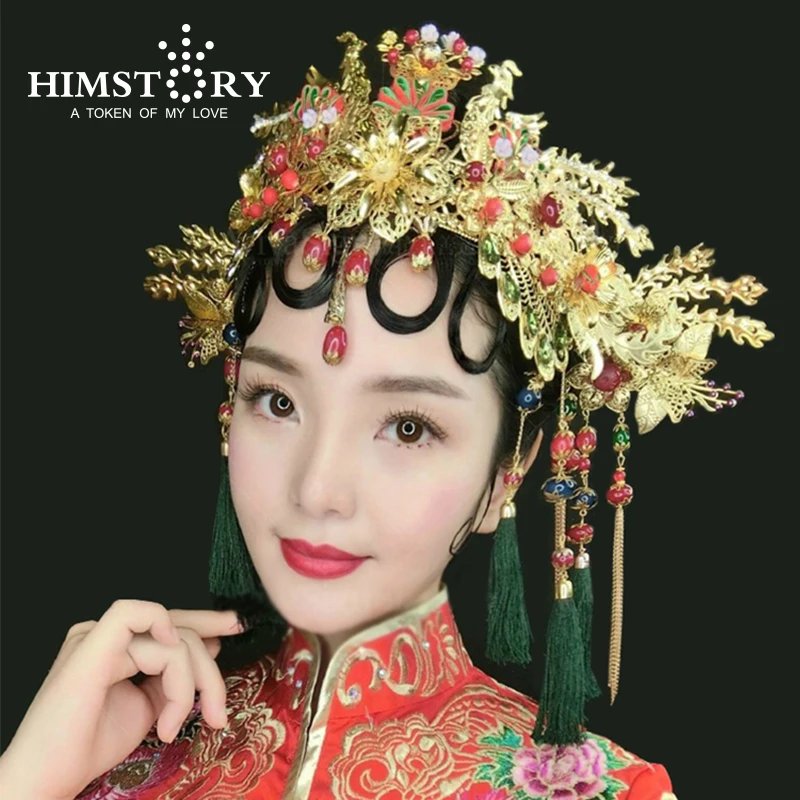 Женская шпилька для волос длинная красная/зеленая с бусинами|wedding hair jewelry|bridal